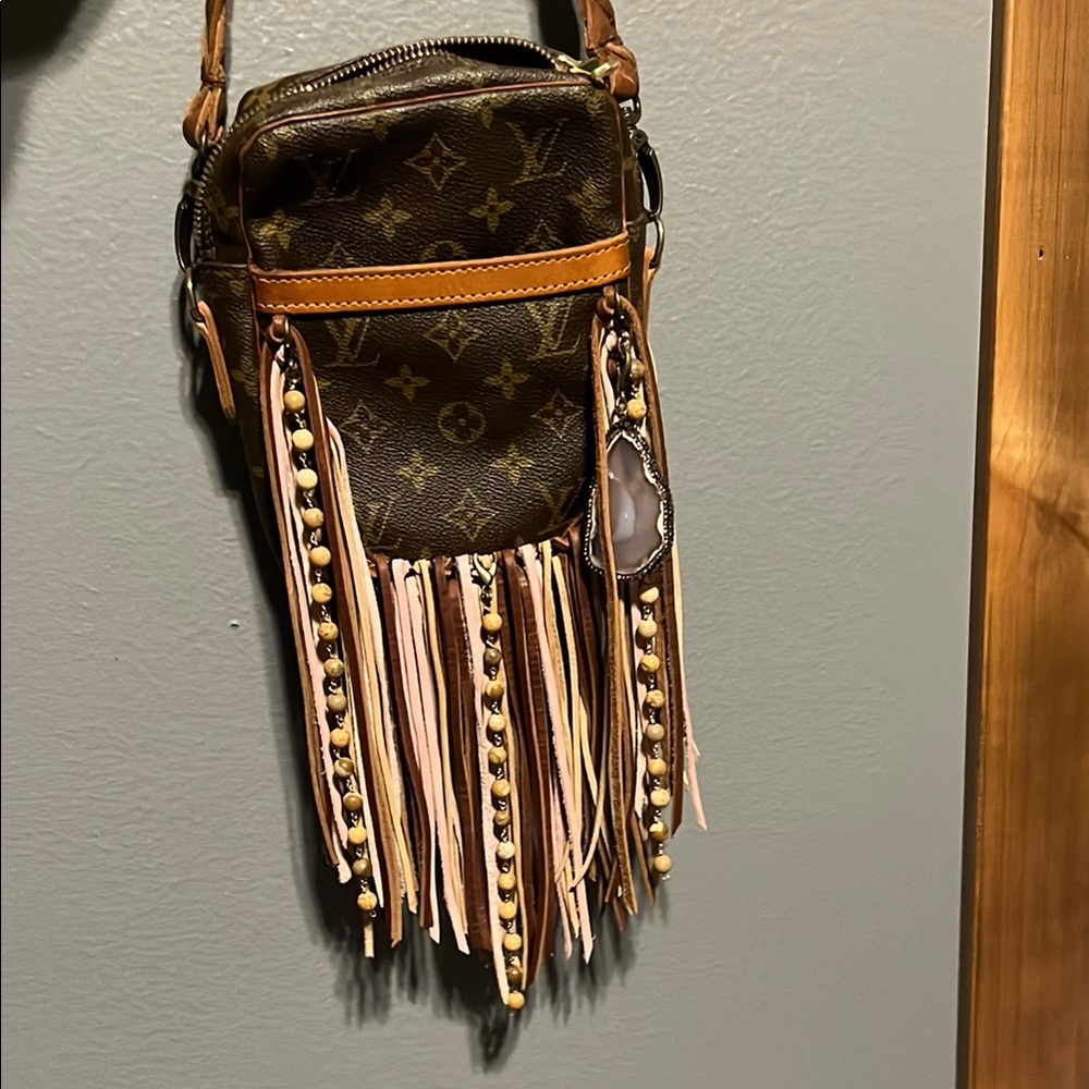 Louis Vuitton Danube Brown and Pink Crossbody Bag with Monogram Canvas